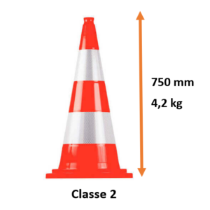 Cône de signalisation Autoroute 75 cm – Base Noire ou Orange
