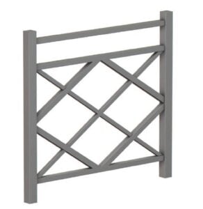 Barrière CHARENTE en acier galvanisé, design classique à cadre et lattes diagonales croisées.
