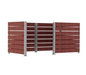 Clôture modulaire en acier galvanisé et tubulaire ELBA Cervic pour cacher les poubelles, disponible en 2 hauteurs.