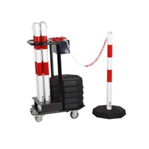 Chariot de stockage avec 6 poteaux rouges et blancs