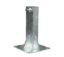 Potelet métallique avec fourreau d’amovibilité simple, sans verrouillage, hauteur pour Ø60–76 mm sur socle plat métallique.
