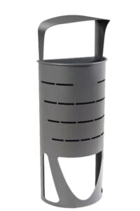 Corbeille Lisbon Cervic 40 litres, poubelle semi-circulaire, peut être utilisée seule ou en station de recyclage.
