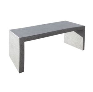 Banquette en béton moderne KUBE Mad montrant une forme en U avec assise rectangulaire et pieds verticaux gravitant sous le plateau.