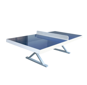Table FUTTOC avec pieds en acier laminé, traitement zinc et peinture polyester cuite au four.
