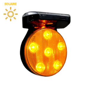 Lampe LED solaire magnétique orange avec six LED, fixation aimantée, pour panneaux K8 et AK5, recharge solaire et longue autonomie.