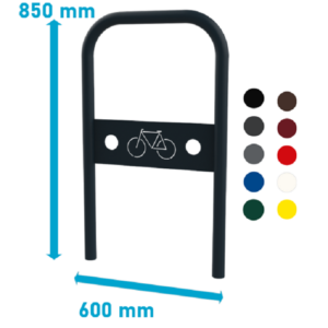 Support vélo urbain Arceau Murano – largeur 600 mm, hauteur 850 mm, avec choix de coloris disponible.